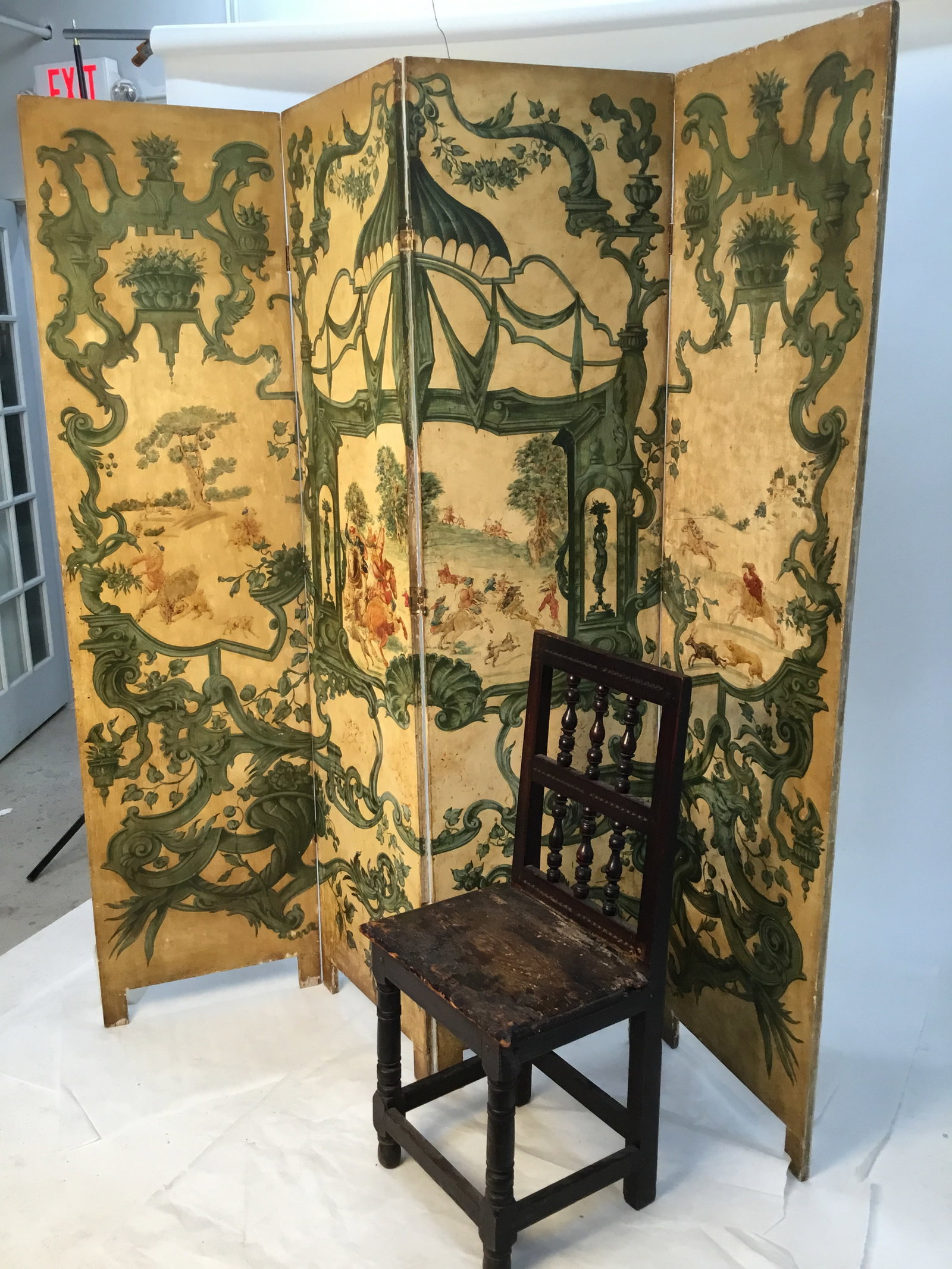 19th Century European Hand Painted Dressing Screen - 6