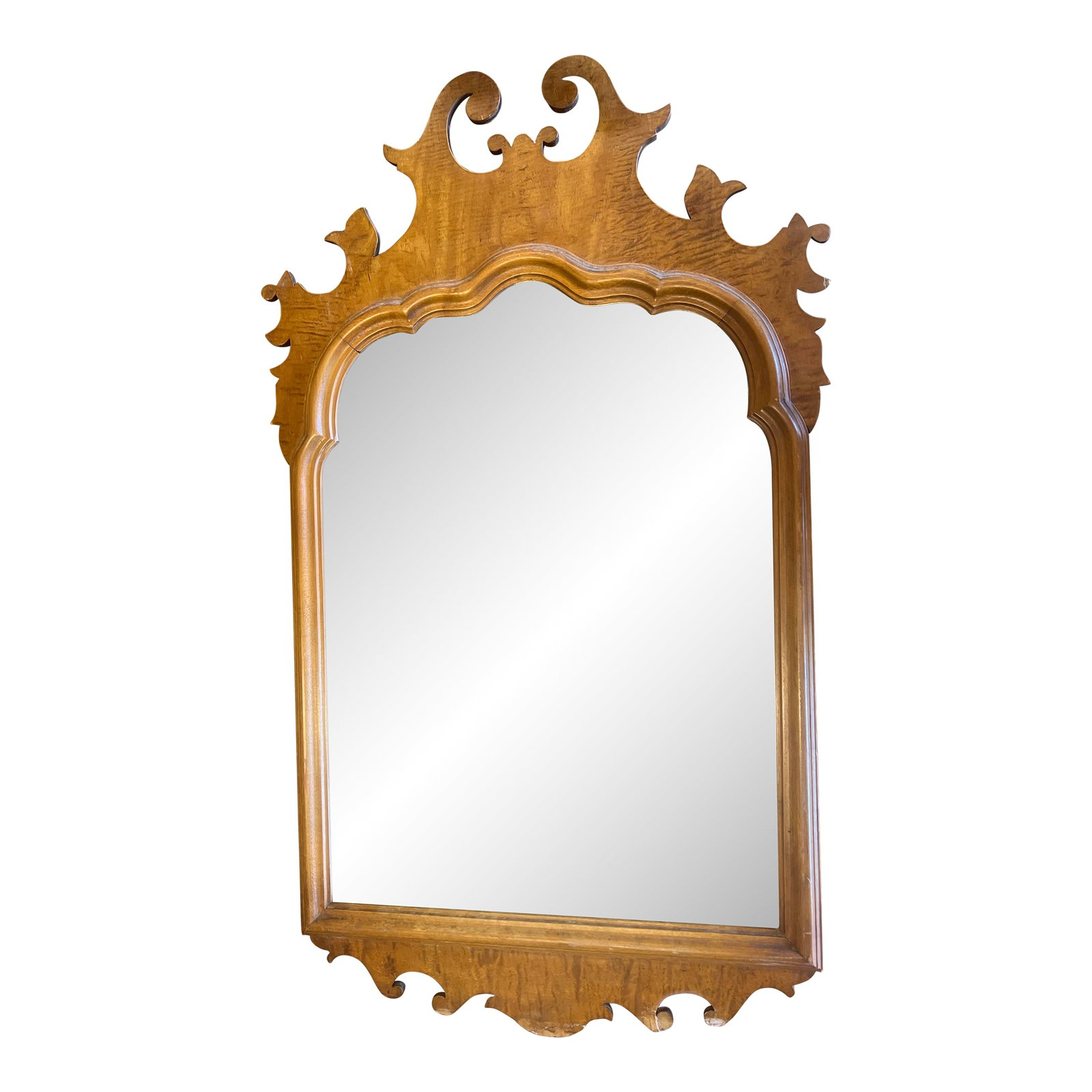 Early 20th Century Chippendale Style Tiger Eye Maple Mirror (1 of 5)