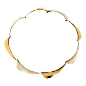 1990s Modernist Silver & Gold Neck Piece, Vintage Gerhard Herbst Studios Linking Collar