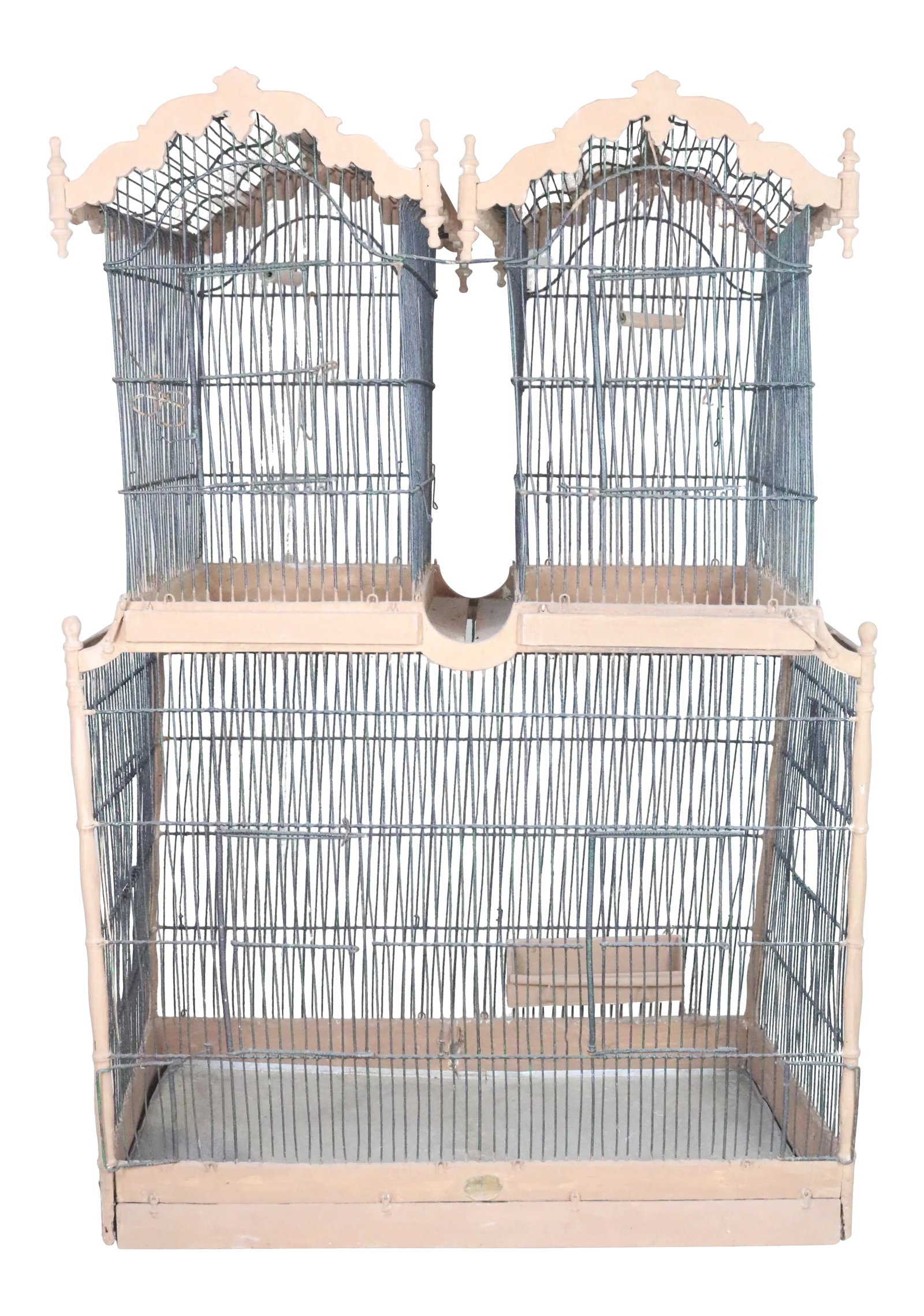 19th Century Napoleon III Parisian Town House Bird Cage: A classic Napoleon III architectural birdcage in the form of a Parisian town house dating from the middle of the 19th century. It bears a maker's brass tag "Ft. De Cages, CADENAZZI, 22 Rue de