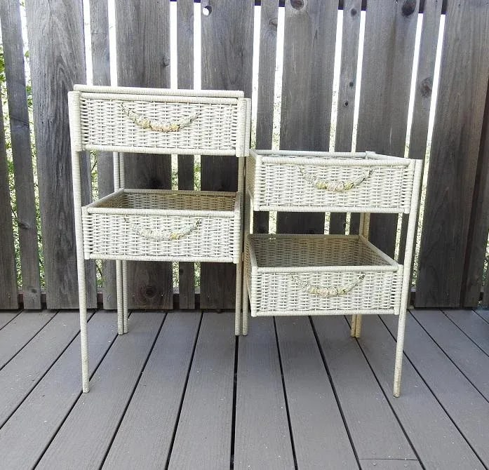 Antique Wicker Linen Cabinet With Chalkware Details - 3
