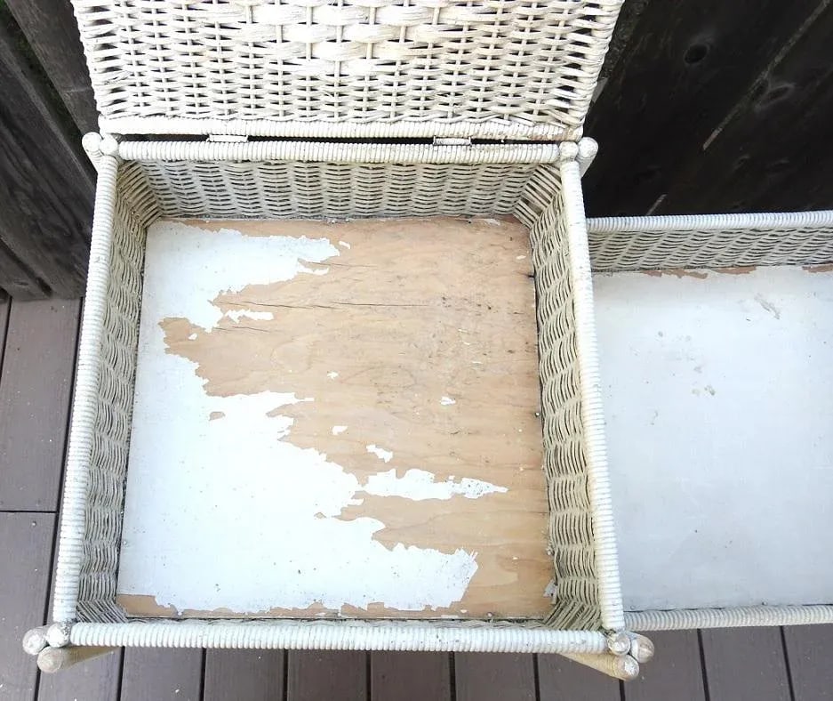 Antique Wicker Linen Cabinet With Chalkware Details - 5
