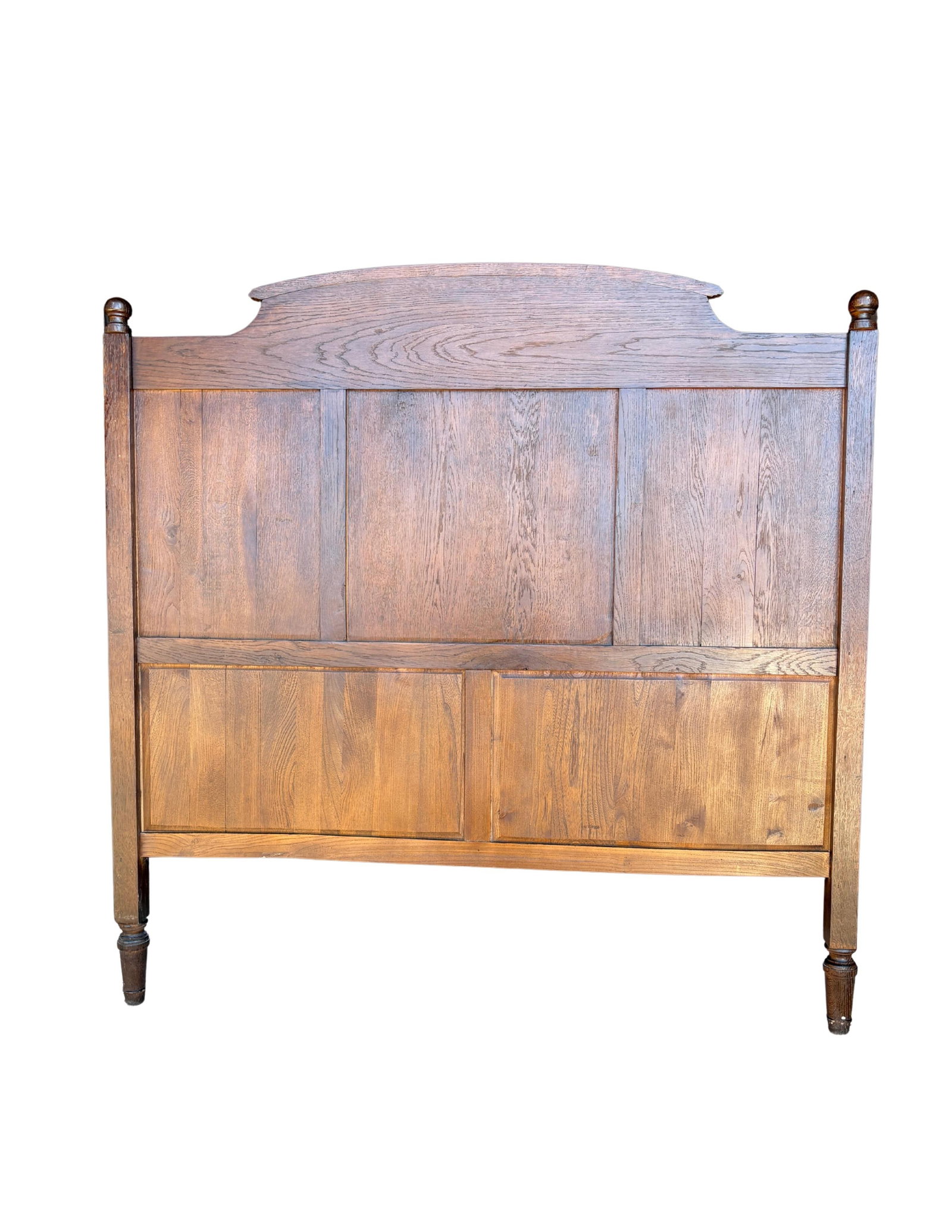 Antique Solid Oak 55'' Wide Panel Bed With Matching Rails & Carved Floral Headboard & Footboard - 9