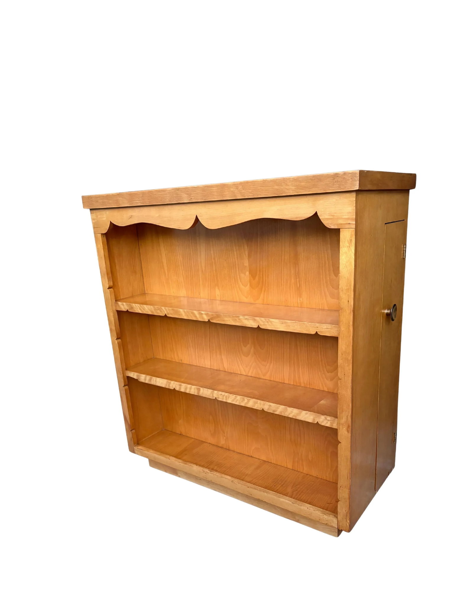 Mid-Century Solid Birch/Maple Bookcase With Hidden Side Storage - c.1950s - 2