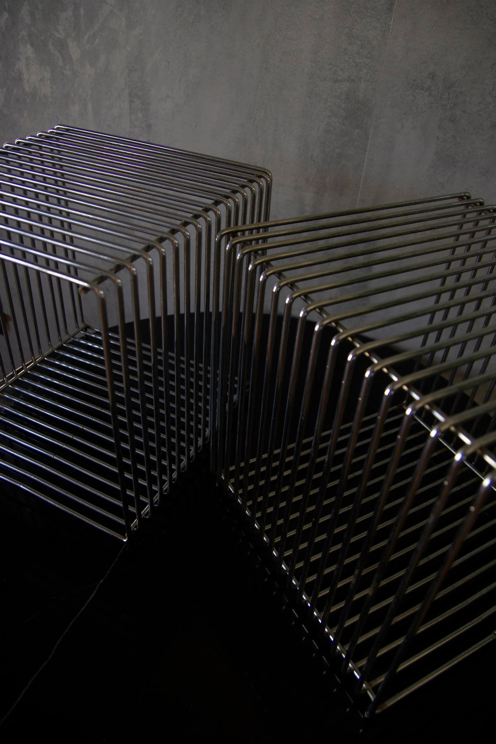 1970s Verner Panton Attributed Pantonova Wire Cube Side Tables - a Pair - 4