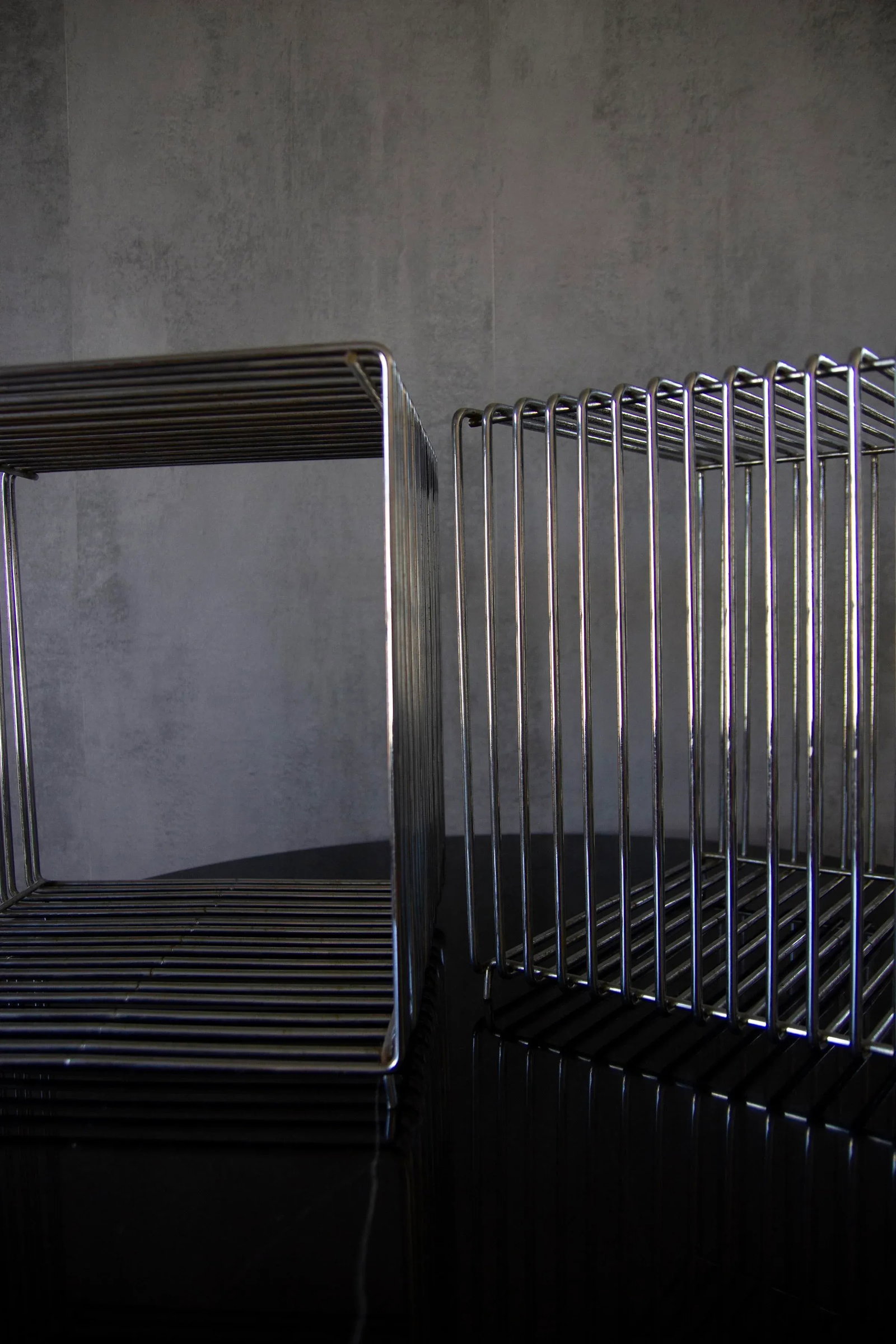 1970s Verner Panton Attributed Pantonova Wire Cube Side Tables - a Pair - 5