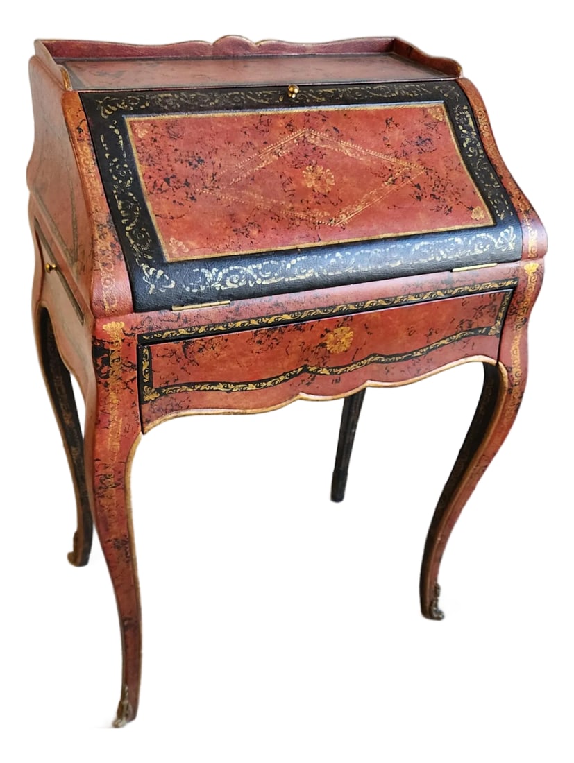 Late 20th Century Louis XV Leather Wrapped Ladies Desk by Theodore Alexander (1 of 15)
