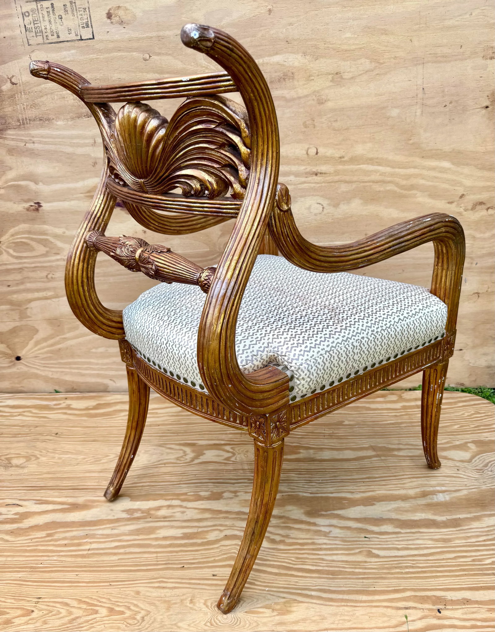 late 20th Century Super Fine Stylized Carved Maitland Smith Saber Leg Arm Chair - 2
