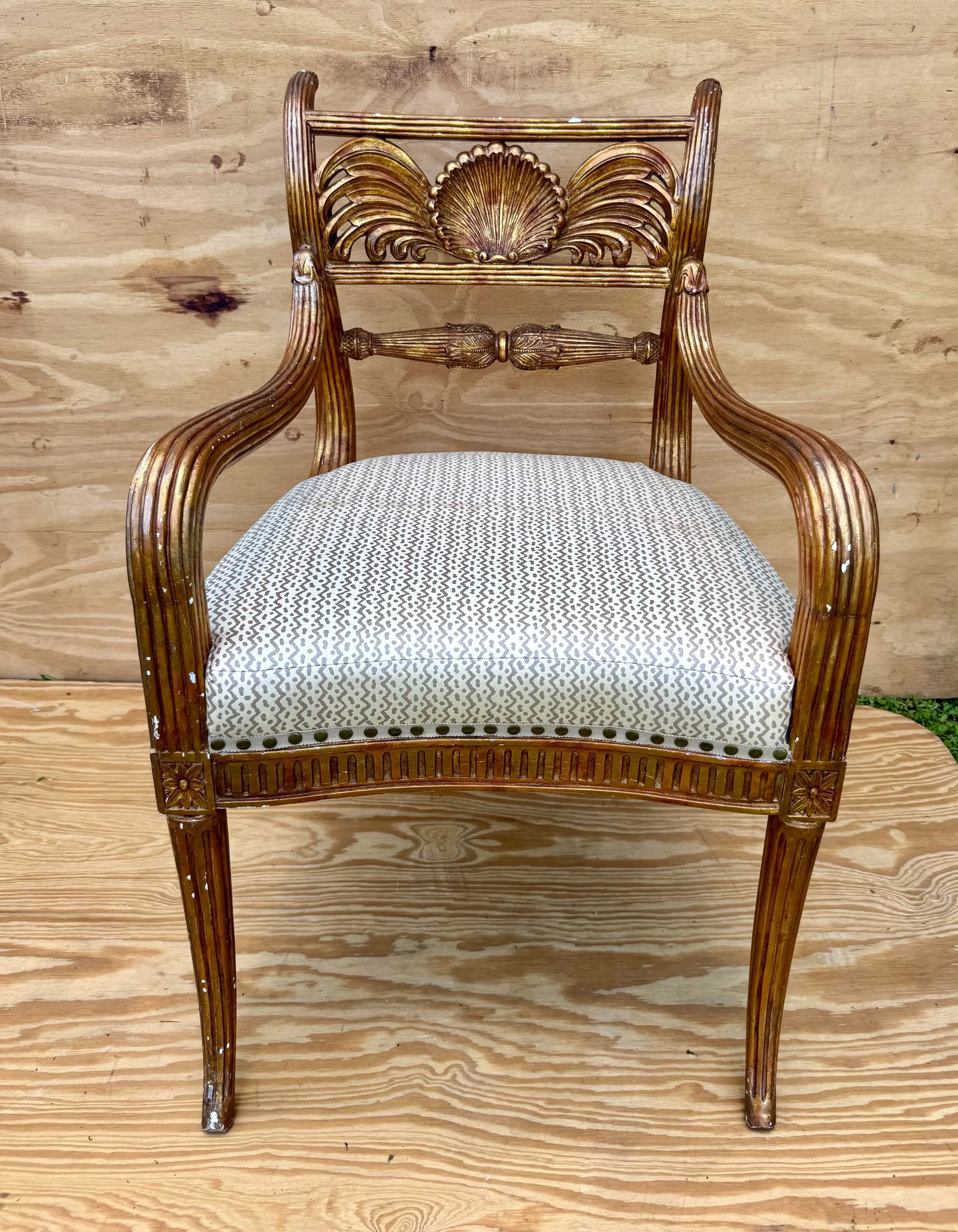 late 20th Century Super Fine Stylized Carved Maitland Smith Saber Leg Arm Chair - 3