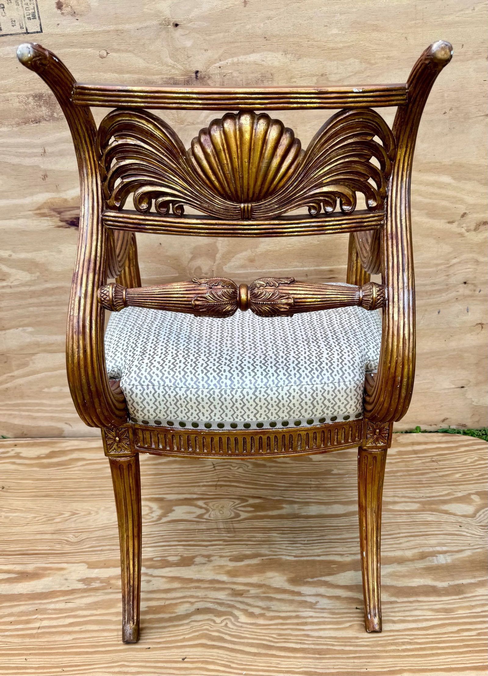 late 20th Century Super Fine Stylized Carved Maitland Smith Saber Leg Arm Chair - 4