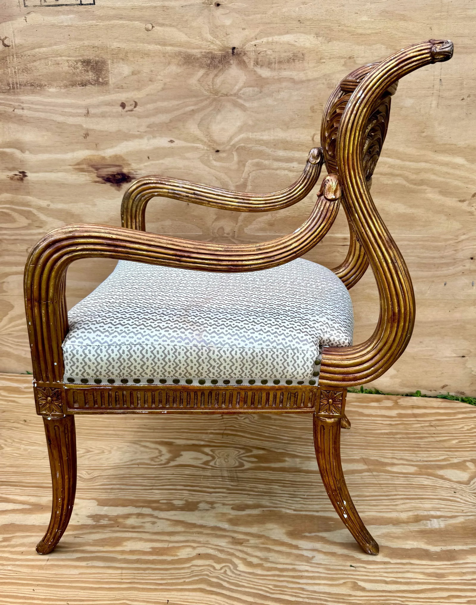 late 20th Century Super Fine Stylized Carved Maitland Smith Saber Leg Arm Chair - 6