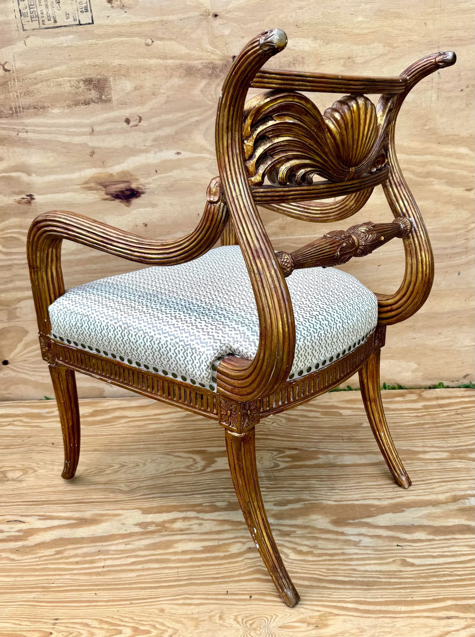 late 20th Century Super Fine Stylized Carved Maitland Smith Saber Leg Arm Chair - 8