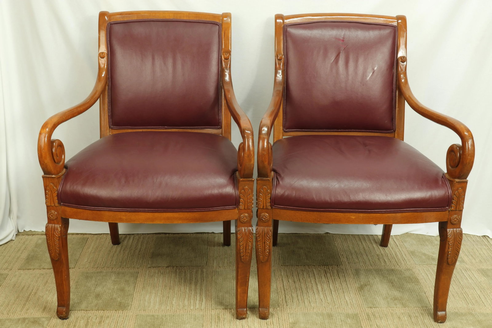 19th Century William IV Regency Upholstered Satinwood Armchairs - a Pair - 11
