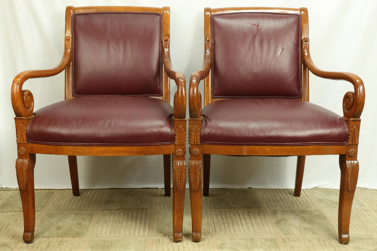 19th Century William IV Regency Upholstered Satinwood Armchairs - a Pair - 12