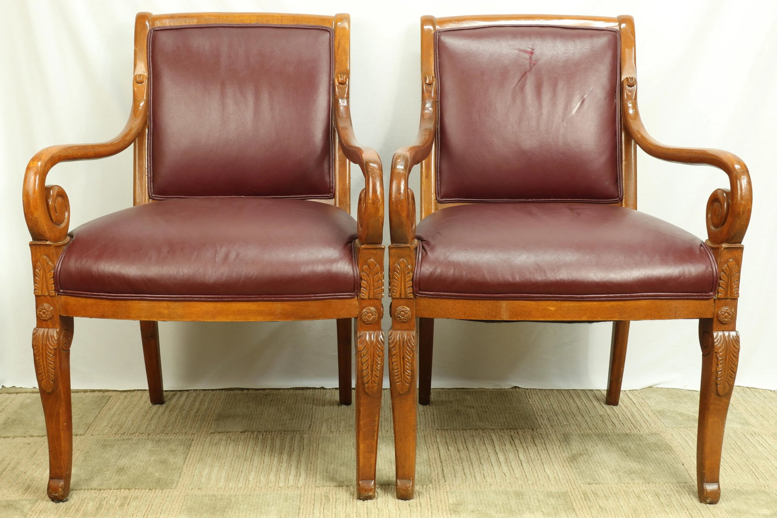 19th Century William IV Regency Upholstered Satinwood Armchairs - a Pair - 13