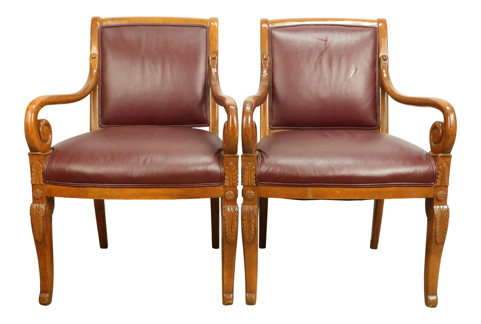 19th Century William IV Regency Upholstered Satinwood Armchairs - a Pair (1 of 13)