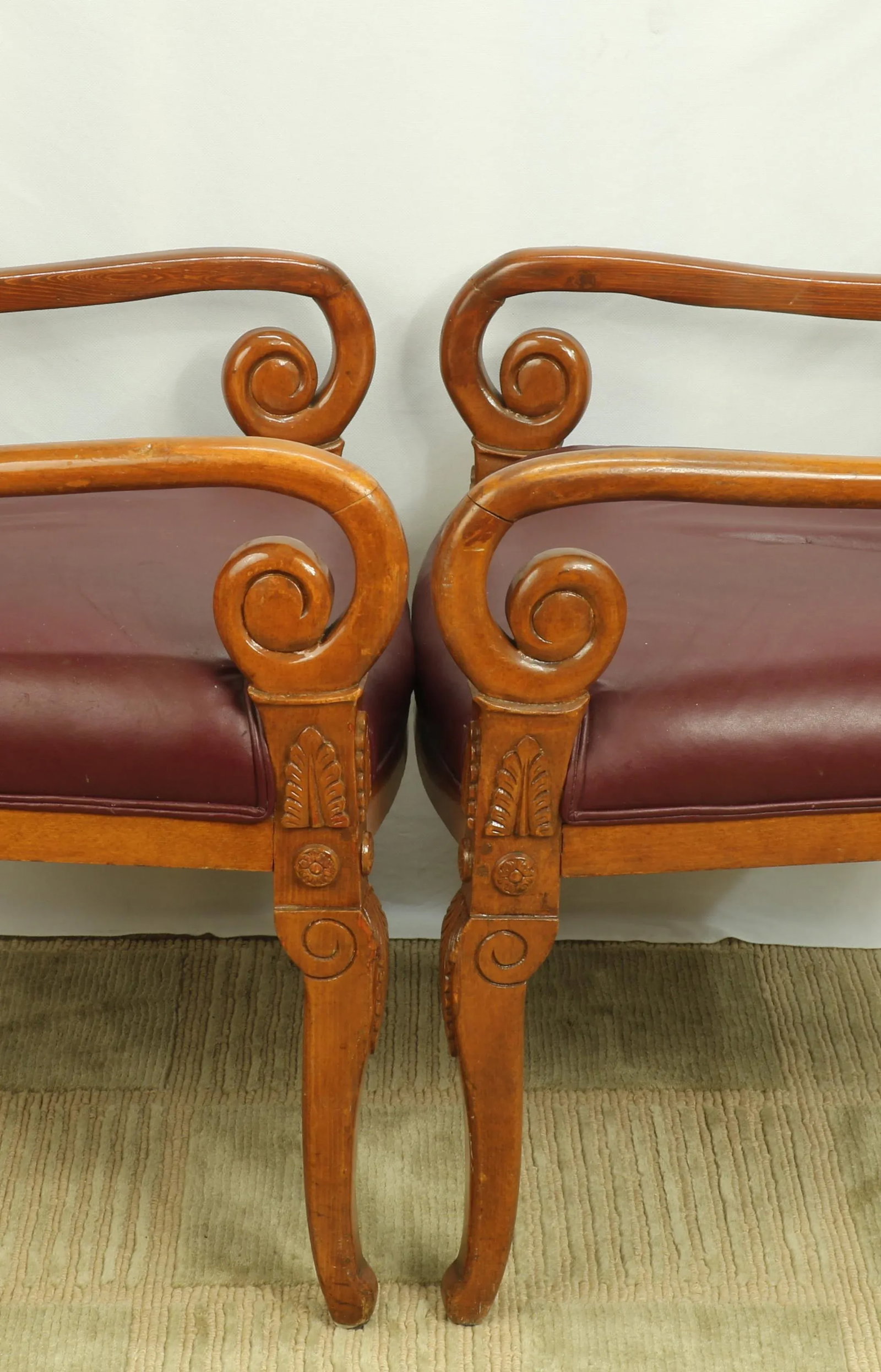 19th Century William IV Regency Upholstered Satinwood Armchairs - a Pair - 6