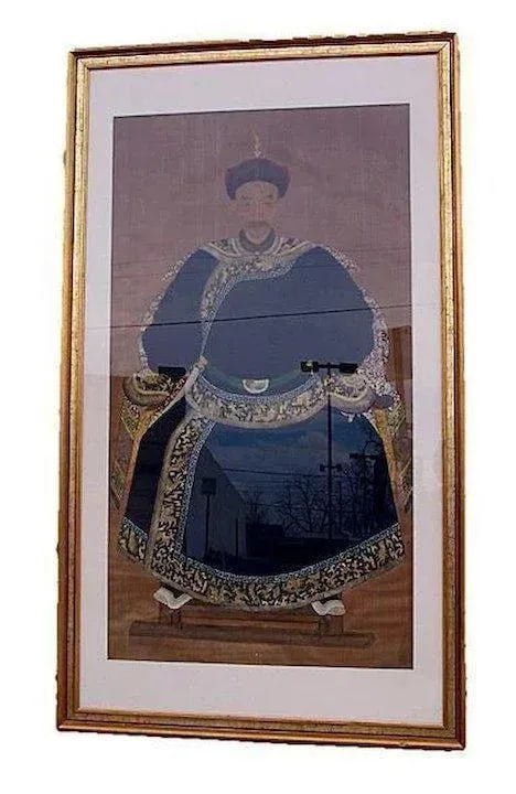 Early 19th Century Chinese Ancestor Portrait Painting, Framed - 10