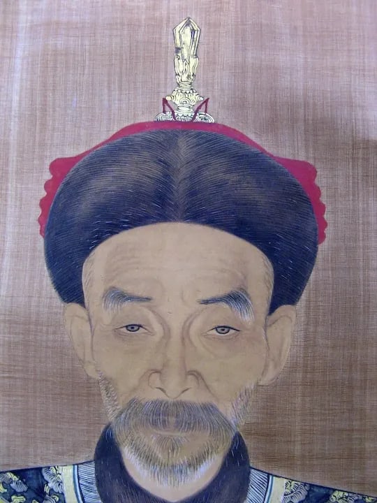 Early 19th Century Chinese Ancestor Portrait Painting, Framed - 2