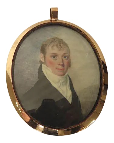 Circa 1800 Miniature Portrait Painting by William M. S. Doyle: Miniature portrait of a young man by William Doyle c 1800. Beautifully painted. Portrait, glass and bezel, and leather case. A.1216 1485 Condition: Alterations: Unknown Imperfections: Some