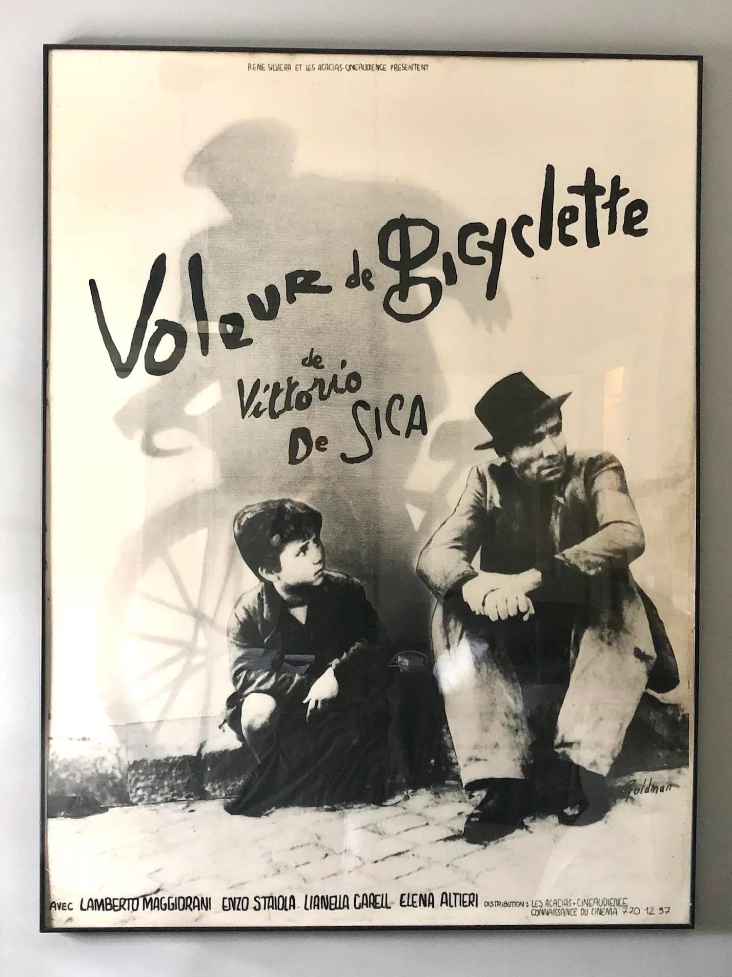 1940s "Voleur De Bicyclette" Vintage Movie Poster, Framed - 13