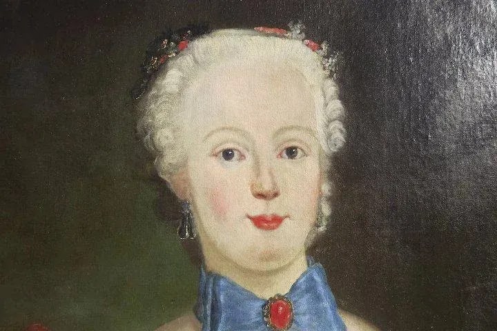 19th Century Portrait of a French Louis XV Style Woman Oil Painting, Framed - 3