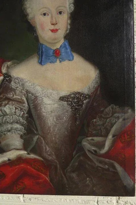 19th Century Portrait of a French Louis XV Style Woman Oil Painting, Framed - 4
