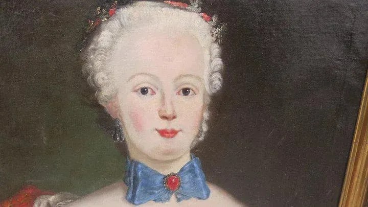 19th Century Portrait of a French Louis XV Style Woman Oil Painting, Framed - 8