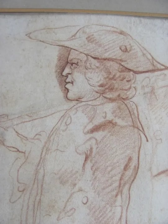 Mid 18th Century "Man in Profile" Red Chalk Drawing by Louis de Carmontelle, Framed - 2
