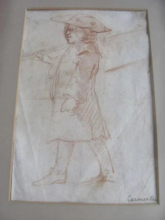 Mid 18th Century "Man in Profile" Red Chalk Drawing by Louis de Carmontelle, Framed - 3