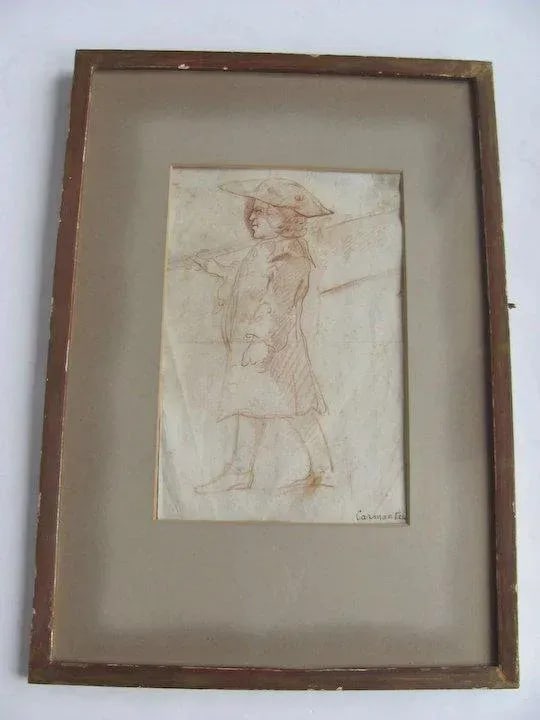 Mid 18th Century "Man in Profile" Red Chalk Drawing by Louis de Carmontelle, Framed - 5
