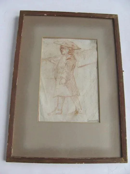 Mid 18th Century "Man in Profile" Red Chalk Drawing by Louis de Carmontelle, Framed - 7