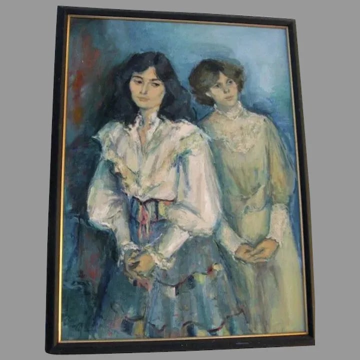 1960s Figurative Oil Painting on Canvas by Jan De Ruth, Framed - 7