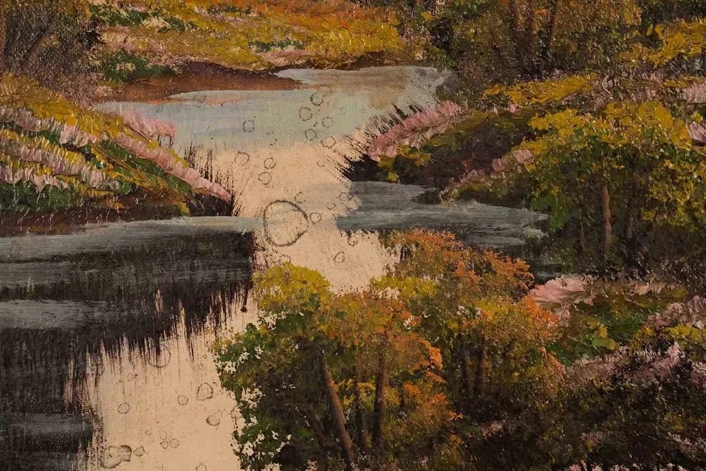 Mid 20th Century Signed Fall Landscape Oil Painting in Ornate Gilt Frame - 3