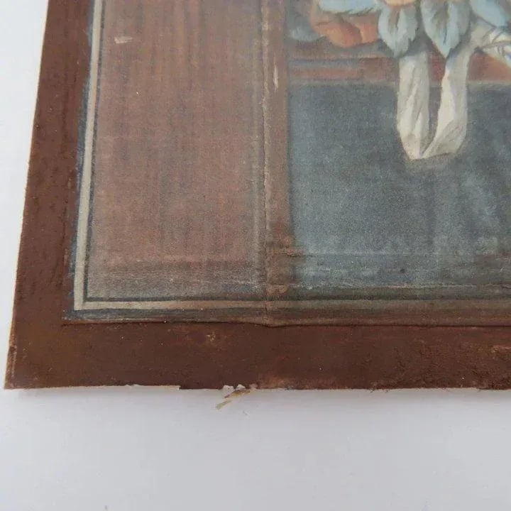 19th Century "Signing Wedding Certificate" French Watercolor Painting, Framed - 6
