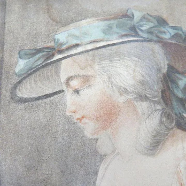 19th Century "Signing Wedding Certificate" French Watercolor Painting, Framed - 8