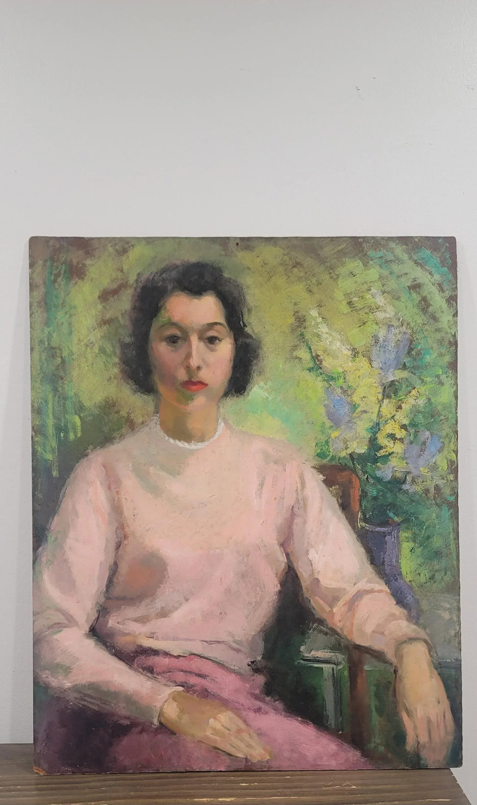 20th Century 'Modern Woman' Large Oil Portrait Painting Unknown Artist - 2