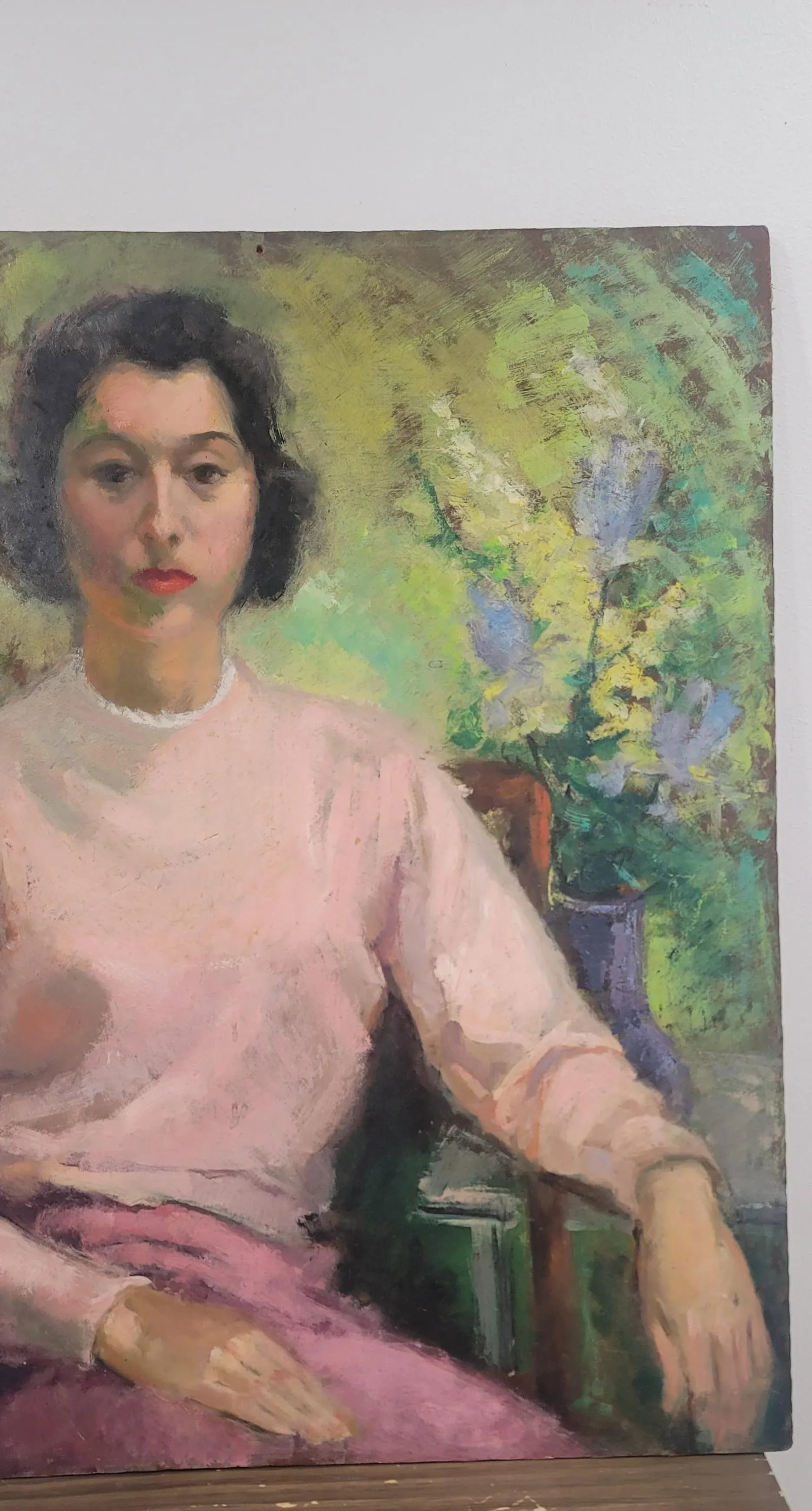 20th Century 'Modern Woman' Large Oil Portrait Painting Unknown Artist - 3