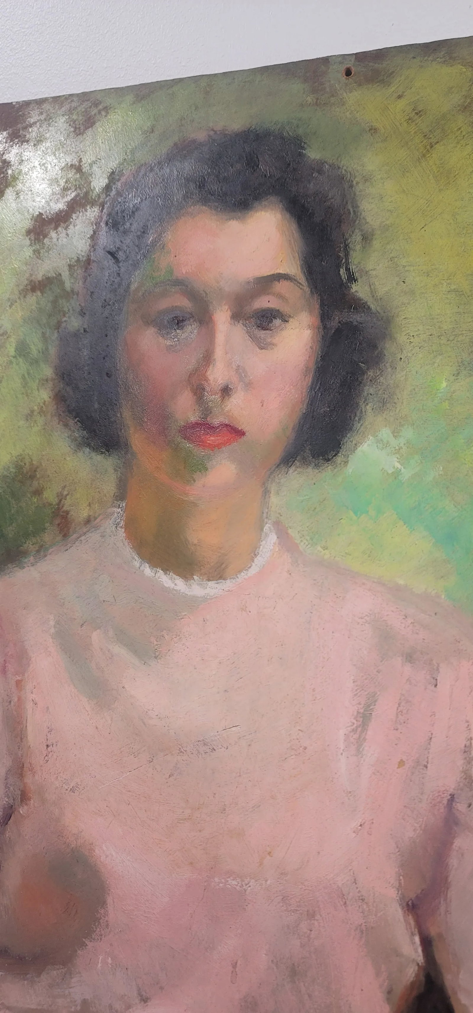 20th Century 'Modern Woman' Large Oil Portrait Painting Unknown Artist - 5