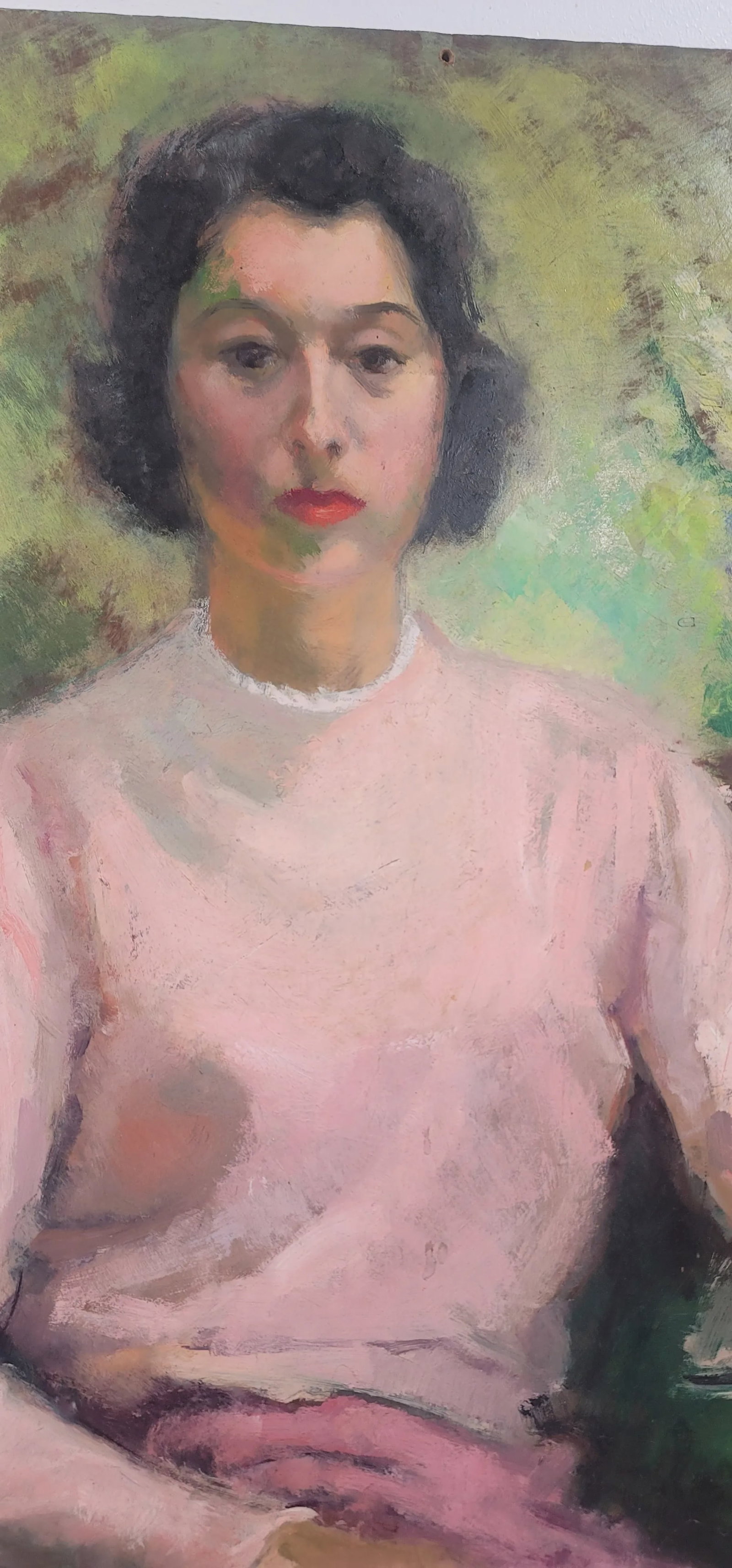 20th Century 'Modern Woman' Large Oil Portrait Painting Unknown Artist - 6