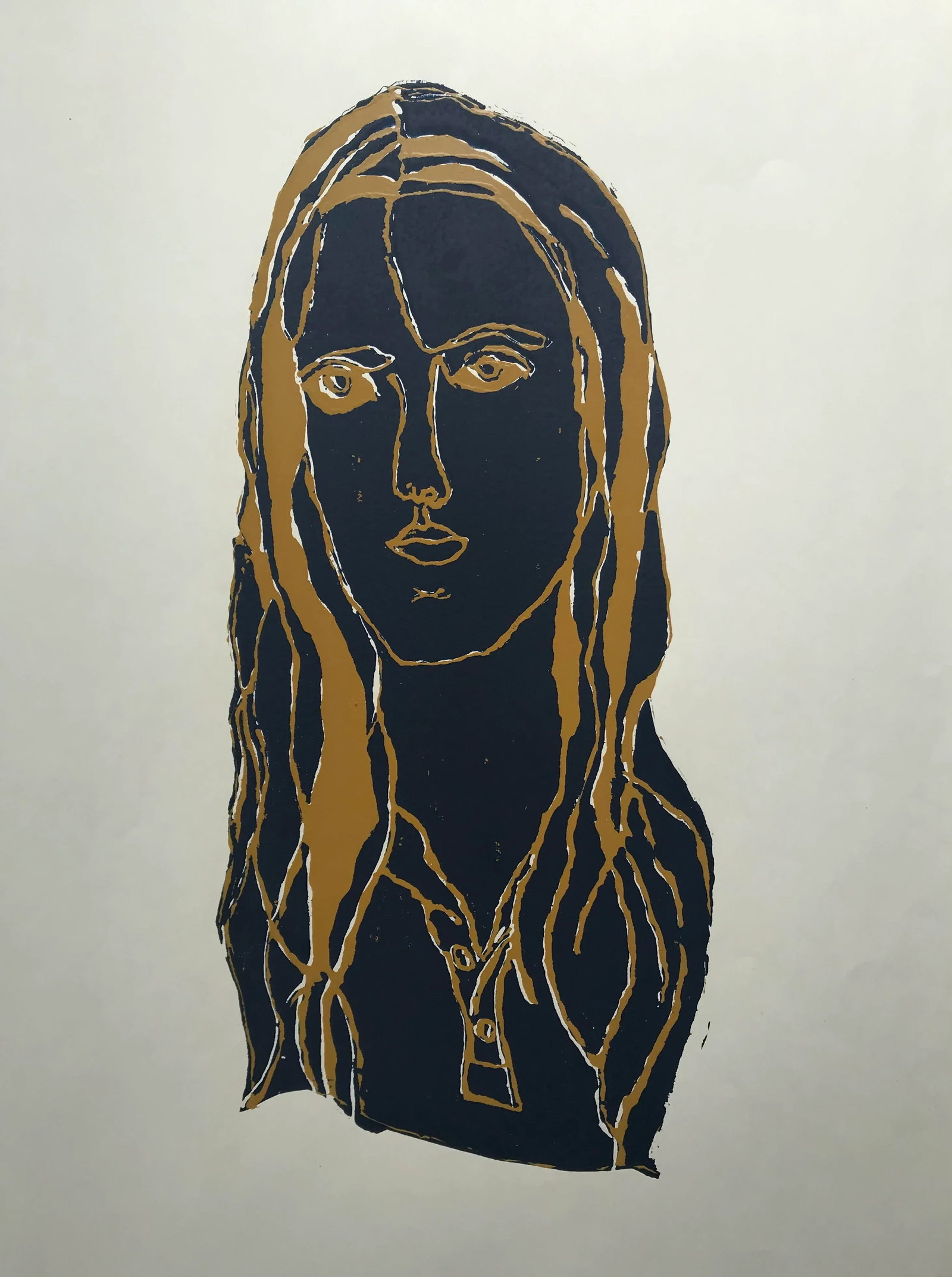 1970s "Navy Blue Girl" Figurative Serigraph, Framed - 2