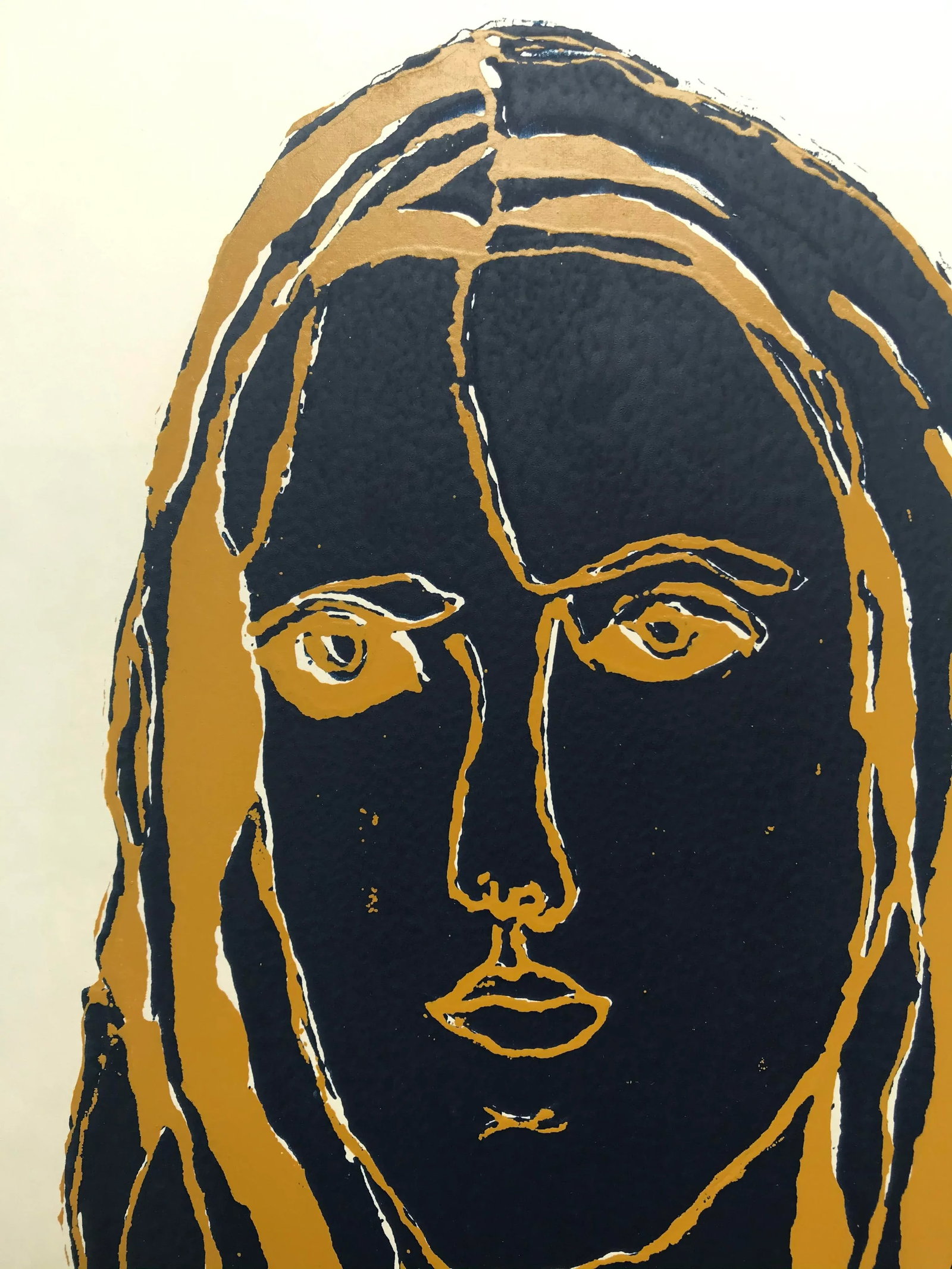 1970s "Navy Blue Girl" Figurative Serigraph, Framed - 3