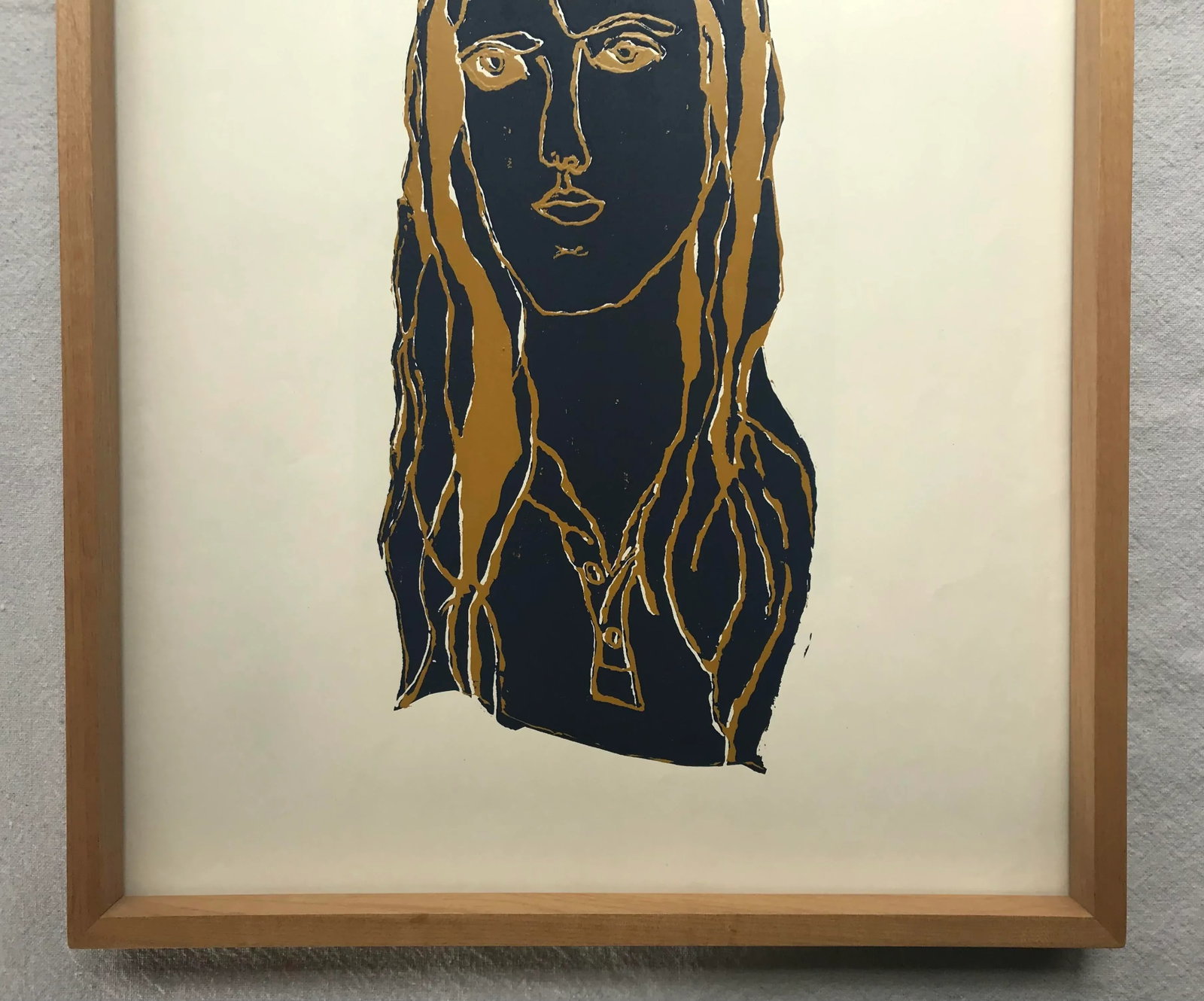 1970s "Navy Blue Girl" Figurative Serigraph, Framed - 5