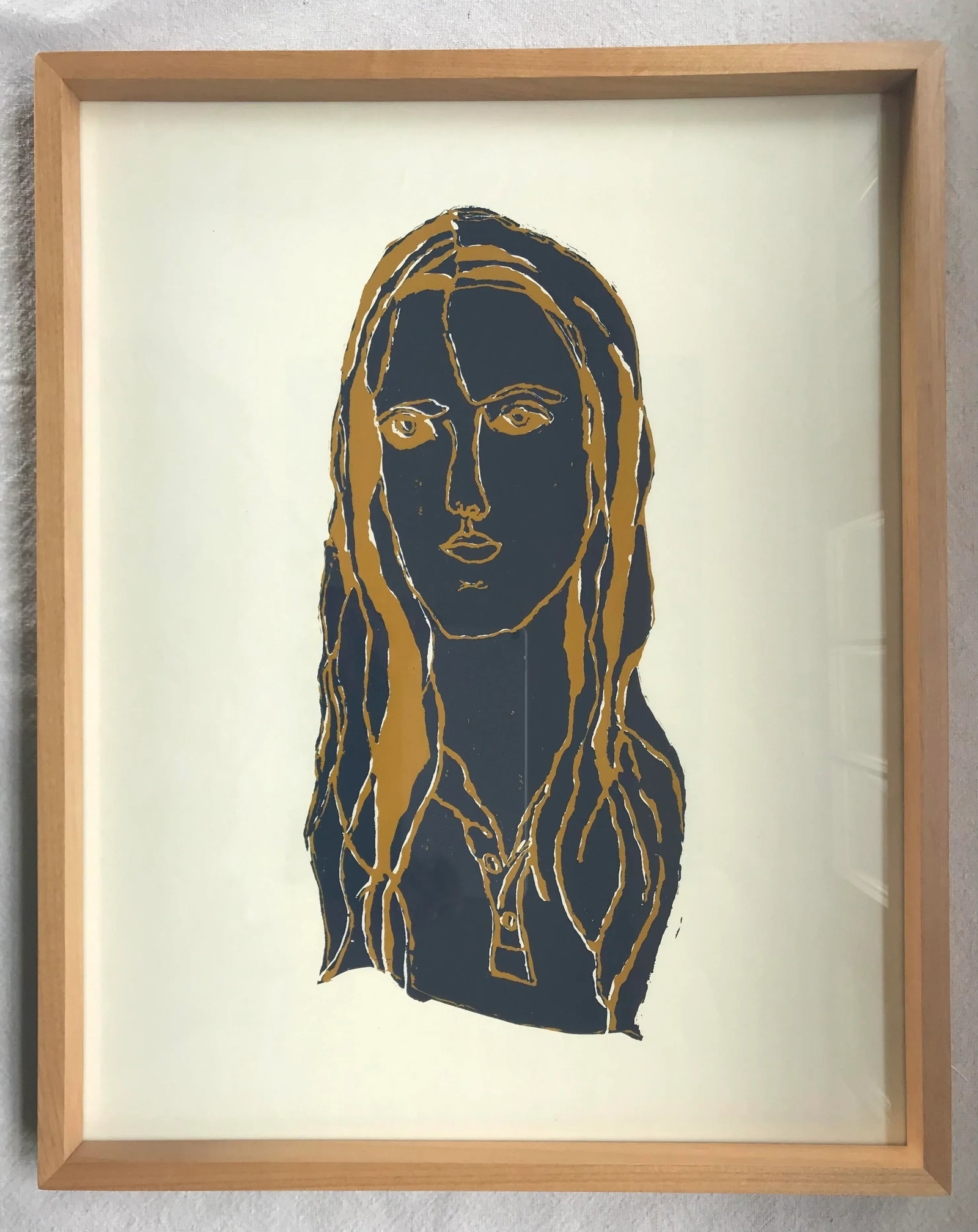 1970s "Navy Blue Girl" Figurative Serigraph, Framed - 6