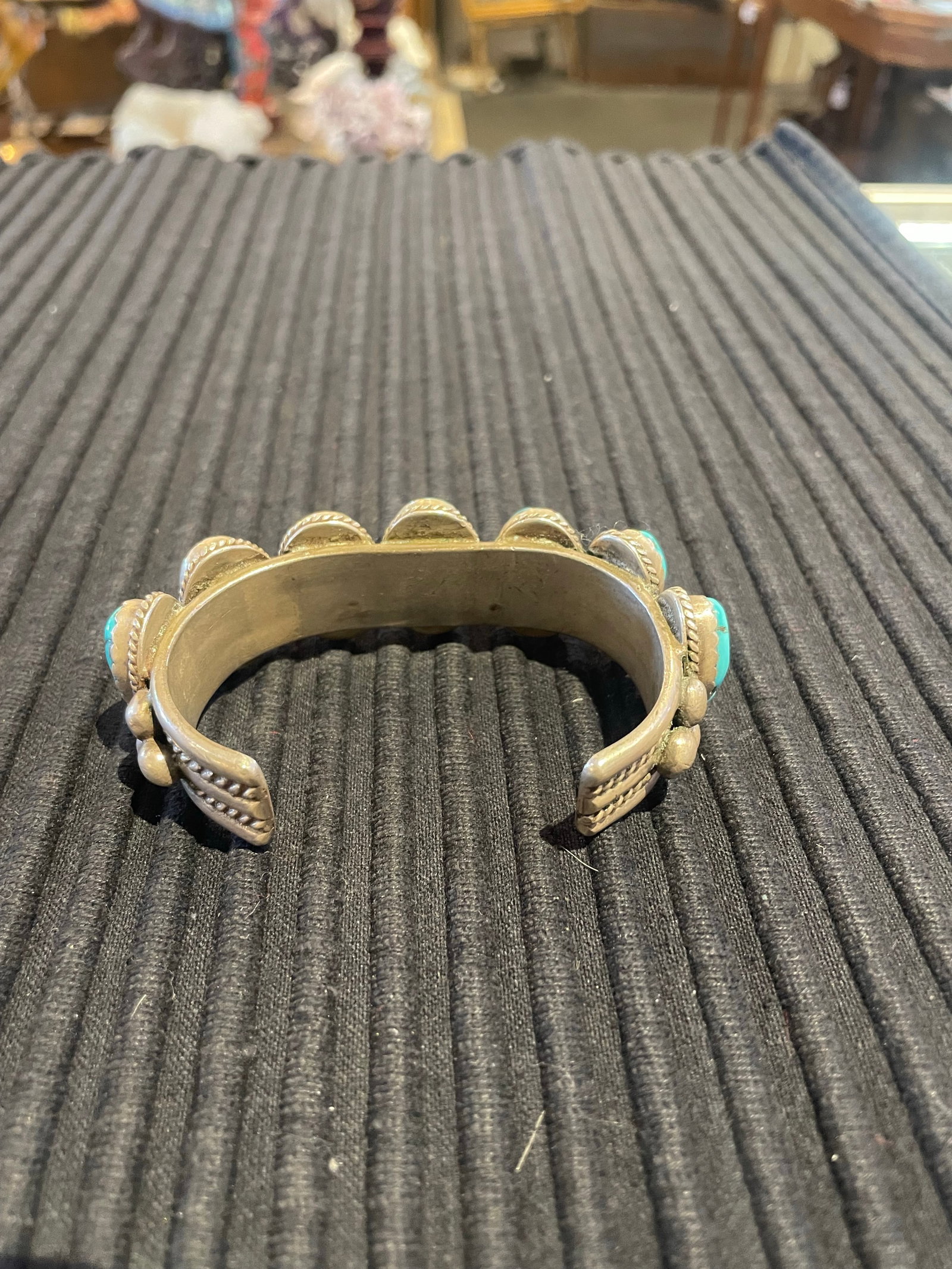 Vintage Navajo Sterling Silver and Az Turquoise Cuff by Tom Billy - 3
