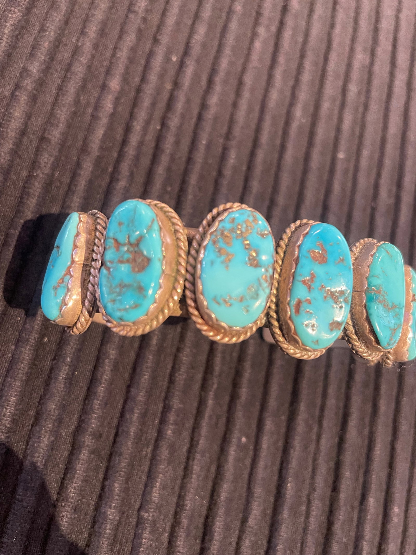 Vintage Navajo Sterling Silver and Az Turquoise Cuff by Tom Billy - 5