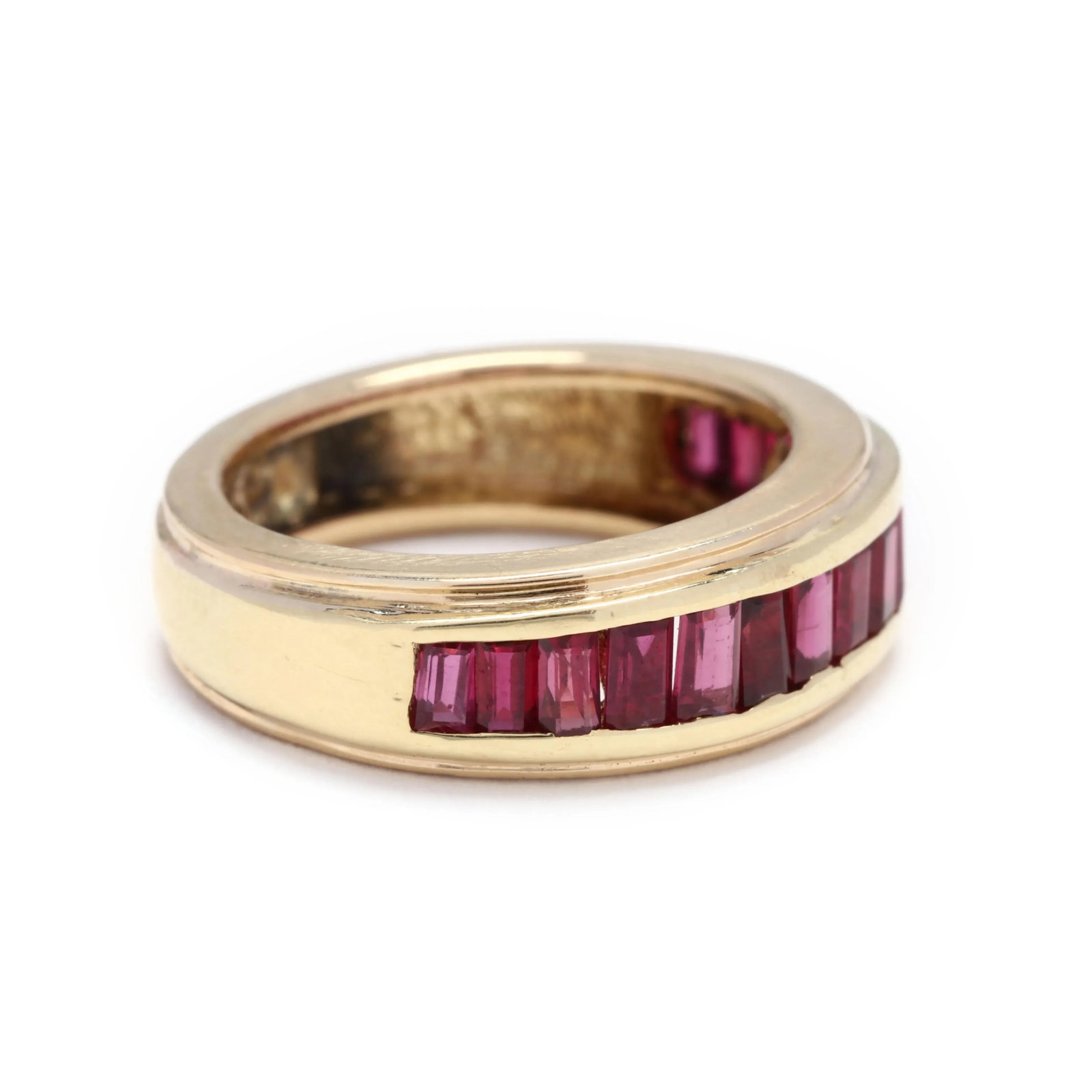 1.68ctw Baguette Ruby Channel Band Ring, 18k Yellow Gold, Ring Size 5.25 - 3