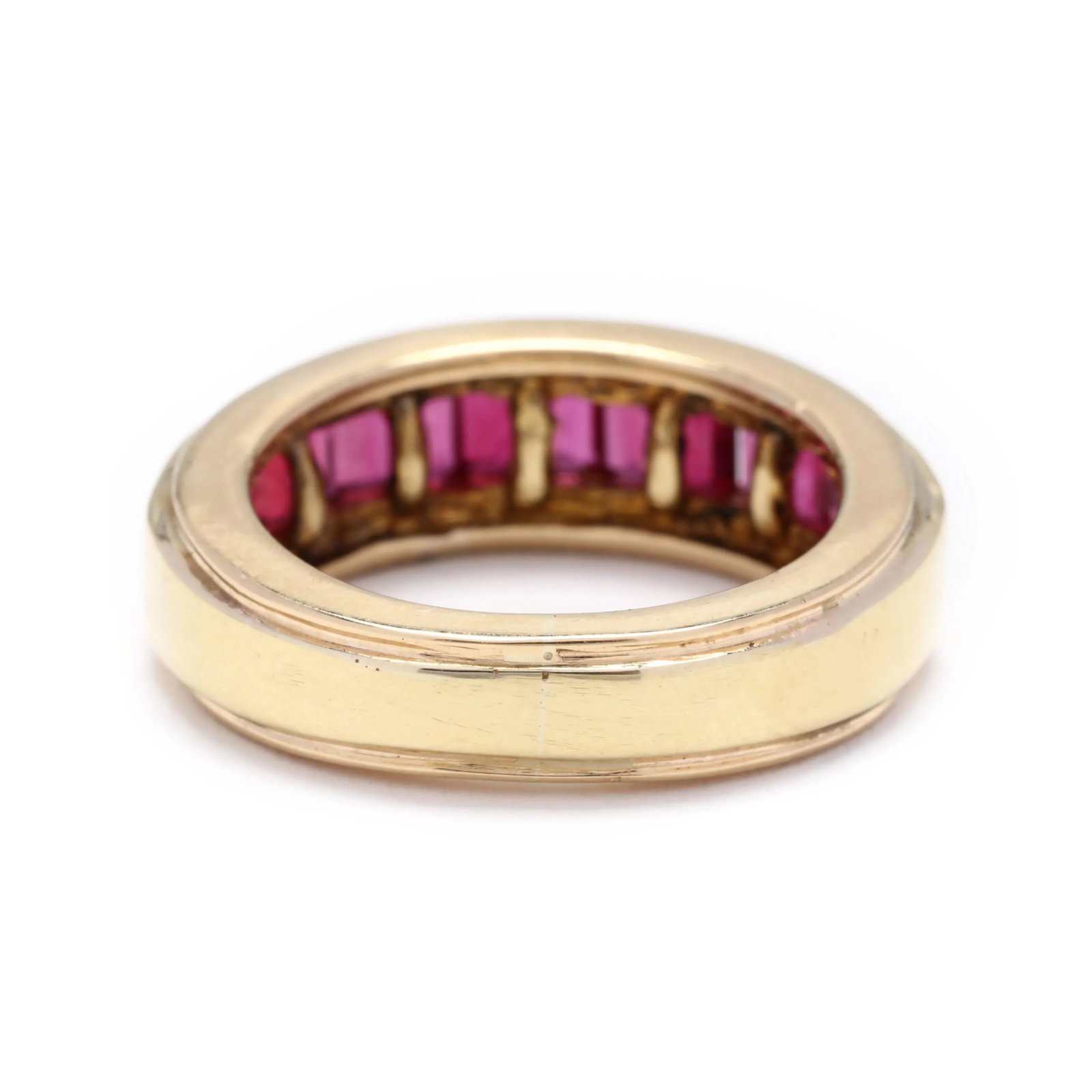 1.68ctw Baguette Ruby Channel Band Ring, 18k Yellow Gold, Ring Size 5.25 - 4