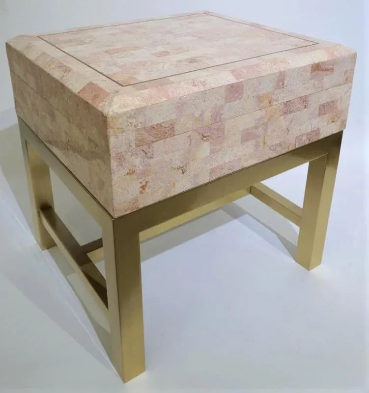 Maitland Smith Tessellated Marble Box on Stand - 12