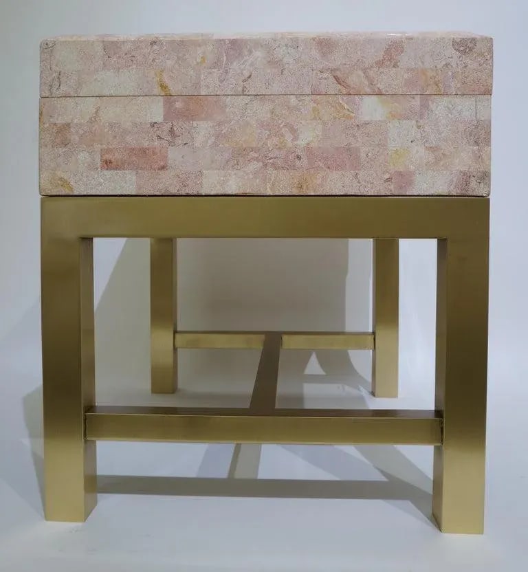 Maitland Smith Tessellated Marble Box on Stand - 3